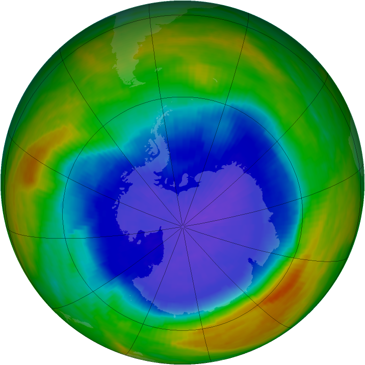 Antarctic ozone map for 26 September 1989
